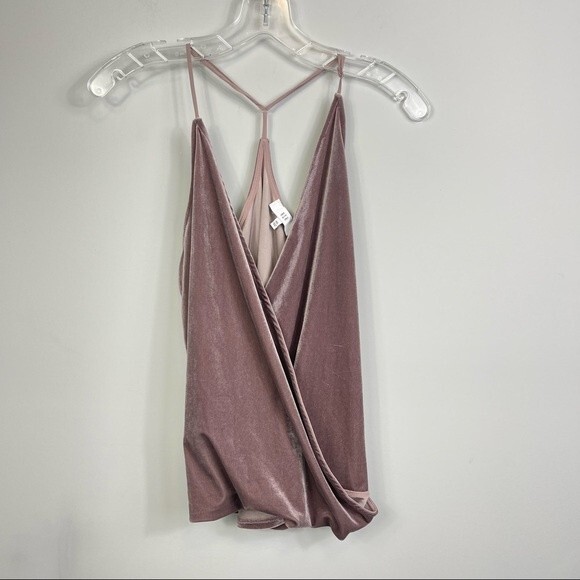 NSR velvet velour wrap top strappy high low cami tank mauve lavender pink XS - Picture 9 of 16
